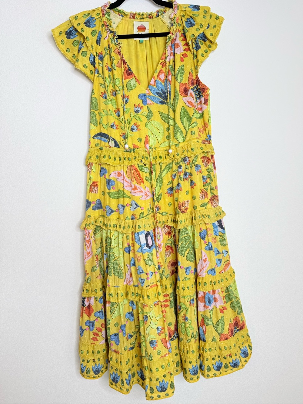 Farm Rio Yellow Summer Garden
Frill Midi Dress Sz Medium - Picture 6 of 16